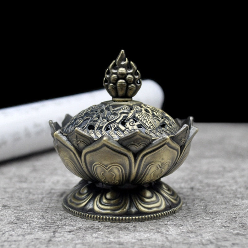 Mini Brass Lotus Flower Incense Burner