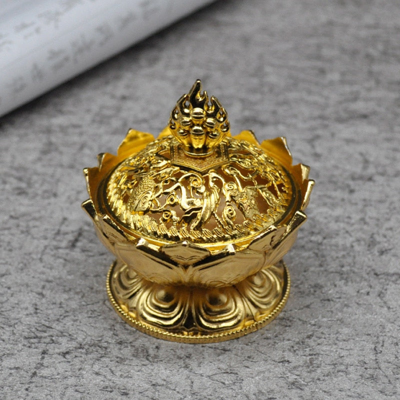 Mini Brass Lotus Flower Incense Burner