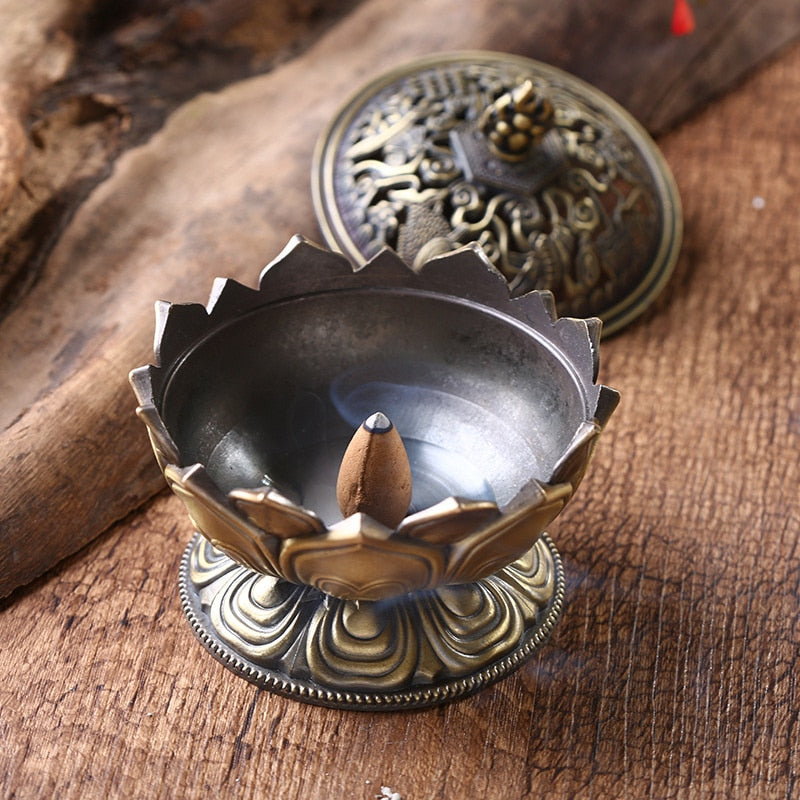 Mini Brass Lotus Flower Incense Burner