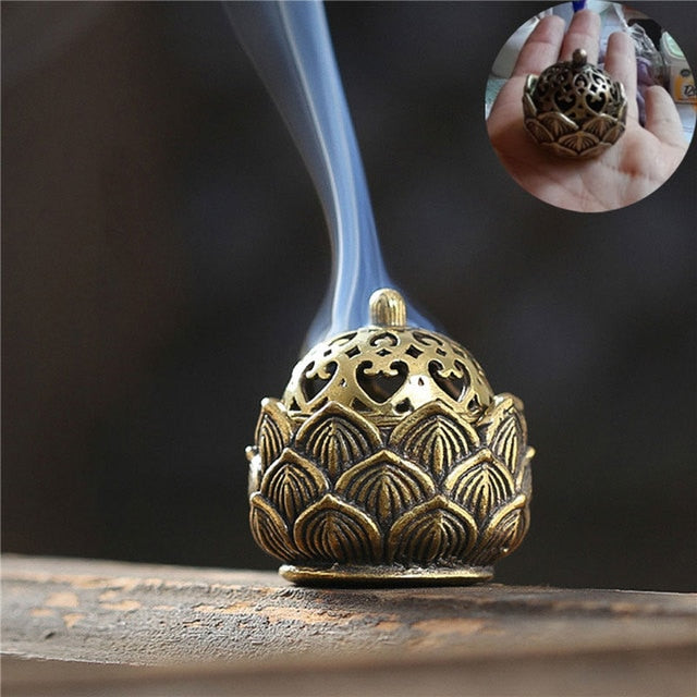 Mini Brass Lotus Flower Incense Burner