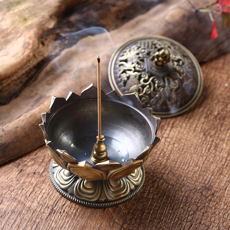 Mini Brass Lotus Flower Incense Burner